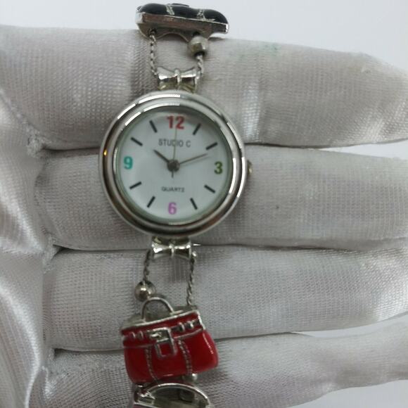 Studio C Charm Bracelet Fashion Purses Bags Enamel Cute Colorful Wristwatch - Picture 8 of 12
